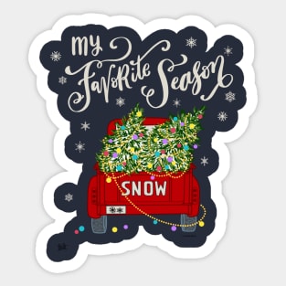 Snowy Christmas Tree Farm My Favorite Season Sticker